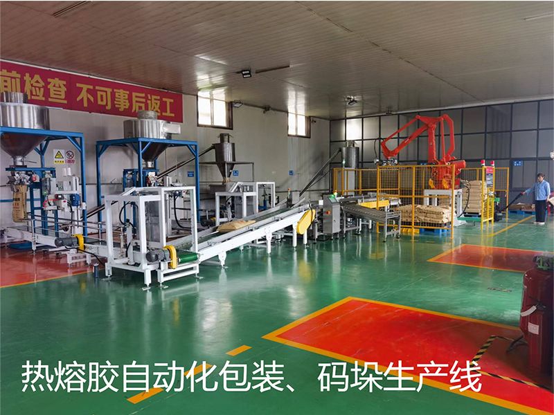 熱熔膠自動(dòng)化包裝、碼垛生產(chǎn)線
